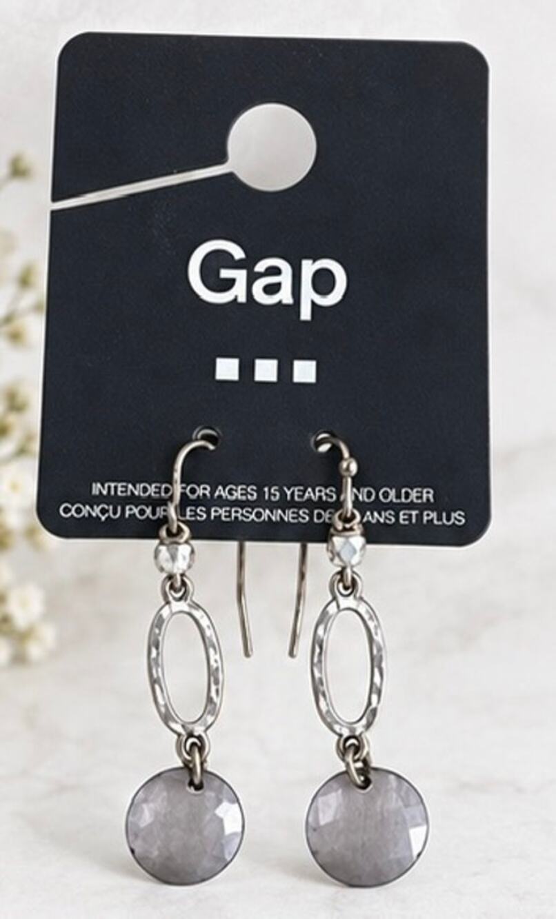 NWT Gap Silver Tone Smoky Gray Faceted Crystal Drop Earrings